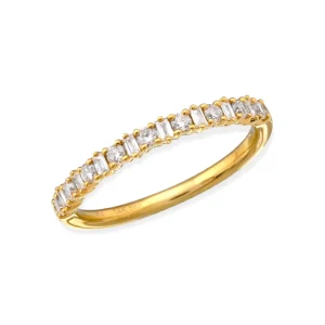 Mama Bijoux Alternating Baguettes & Round Diamonds Stacking Ring Outlet