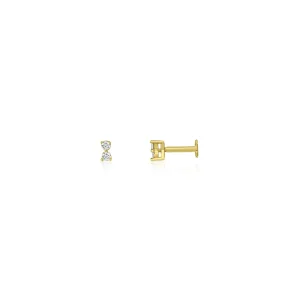 Mama Bijoux Back to Back Round Diamond Studs (Flat Back) Hot