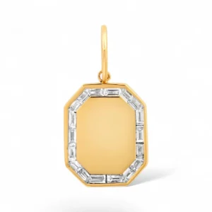Mama Bijoux Baguette Diamond Engravable Octagon Charm Outlet