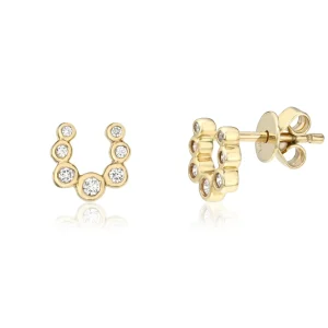 Mama Bijoux Bezel Diamond Horseshoe Studs Online