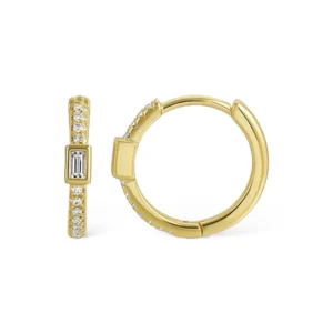 Mama Bijoux Bezeled Baguette Diamond Huggies Discount
