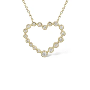 Mama Bijoux Bezeled Diamond Heart Necklace Fashion