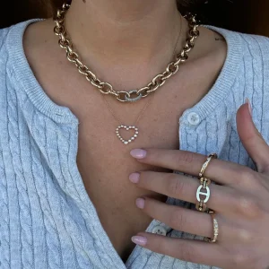 Mama Bijoux Bezeled Diamond Heart Necklace Fashion
