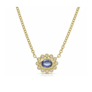 Mama Bijoux Blue Sapphire Flower Necklace Hot