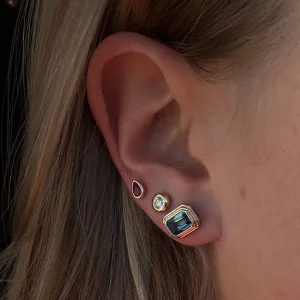 Mama Bijoux Blue Topaz Double Bezel Studs Discount