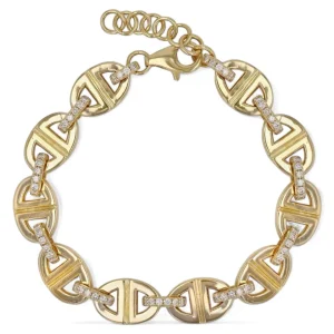 Mama Bijoux Bold Solid Gold Mariner Link & Diamond Bracelet Online