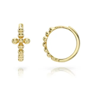 Mama Bijoux Bubble Cross Gold Huggies New
