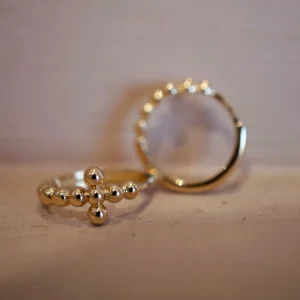 Mama Bijoux Bubble Cross Gold Huggies New