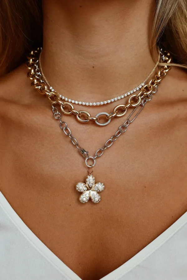 Mama Bijoux Chunky Flower Diamond Pendant Outlet