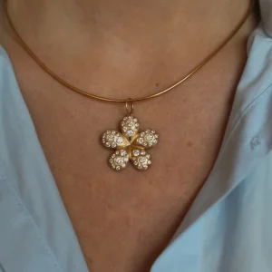 Mama Bijoux Chunky Flower Diamond Pendant Outlet