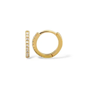 Mama Bijoux Classic Mini Continuous Diamond Huggies (9mm) Outlet