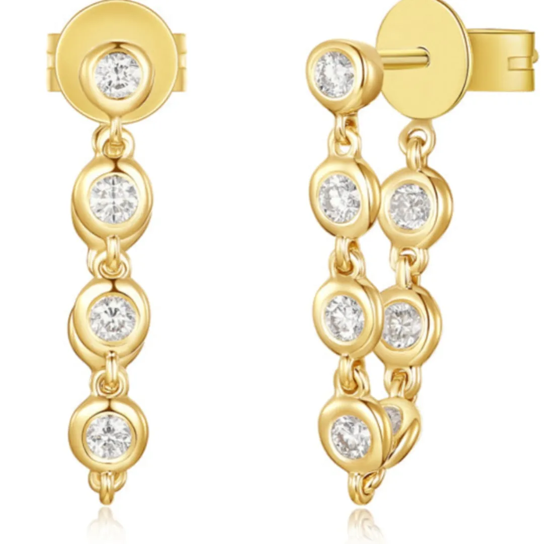 cool_mom_bezeled_diamond__0.webp Mama Bijoux Cool Mom Bezeled Diamond Chain Earrings New