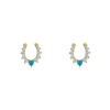 Mama Bijoux Cowgirl Horseshoe Diamond & Turquoise Studs New