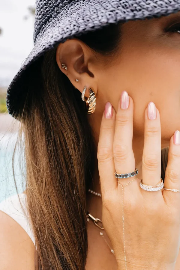 Mama Bijoux Croissant Open Hoop Stud Earrings Sale