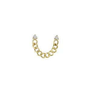 Mama Bijoux Curb Chain Double Diamond Stud (Sold as Singles) New