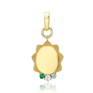 Mama Bijoux Custom Three Stone Oval Medallion Pendant Hot