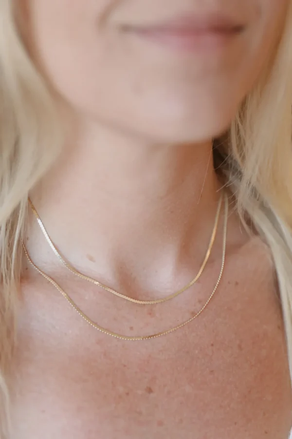 Mama Bijoux Dainty Braided Flat Gold Chain Necklace Outlet