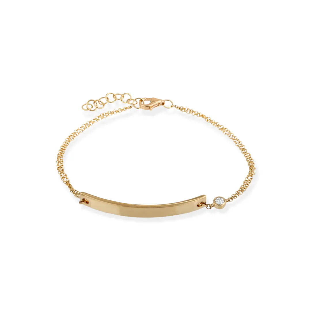 dainty_k_gold_amp_diamond_0.webp Mama Bijoux Dainty 14k Gold & Diamond Bezel ID Bracelet New