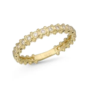 Mama Bijoux Diamond Bezel & Gold Ball Detail Ring New