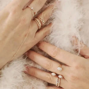 Mama Bijoux Diamond Bezel & Gold Ball Detail Ring New