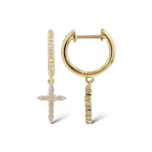 Mama Bijoux Diamond Cross Charm Huggies Sale