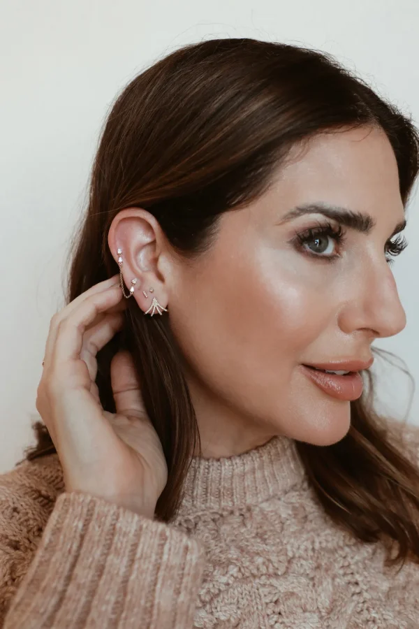 Mama Bijoux Diamond Double Lobe Studs Sale