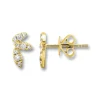 Mama Bijoux Diamond Leaf Stud Earrings New