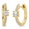 Mama Bijoux Diamond Pavé & Baguette Huggies Outlet