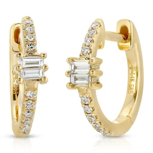 Mama Bijoux Diamond Pavé & Baguette Huggies Outlet
