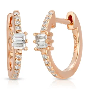 Mama Bijoux Diamond Pavé & Baguette Huggies Outlet