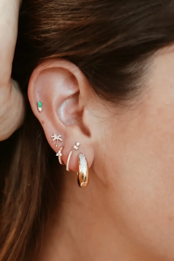 Mama Bijoux Diamond Pavé & Chunky Gold Hoop Studs Outlet