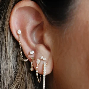 Mama Bijoux Diamond Pear Chain Studs (Sold as Singles) Best