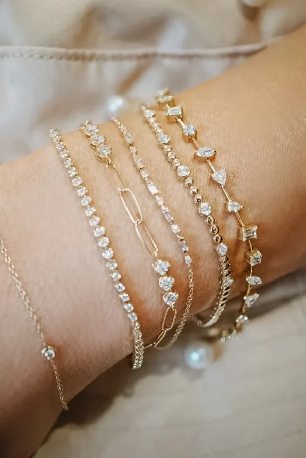 Mama Bijoux Diamond Trio Station Chain Linked Bracelet Outlet