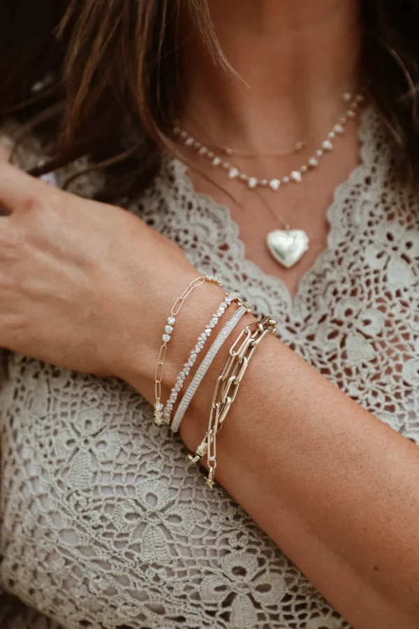 Mama Bijoux Diamond Trio Station Chain Linked Bracelet Outlet