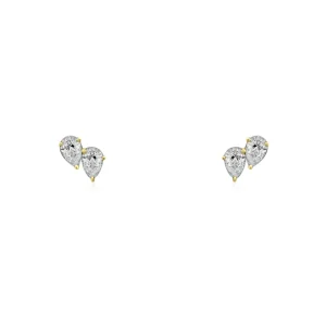Mama Bijoux Double Mini Pear Shaped Diamond Studs Fashion