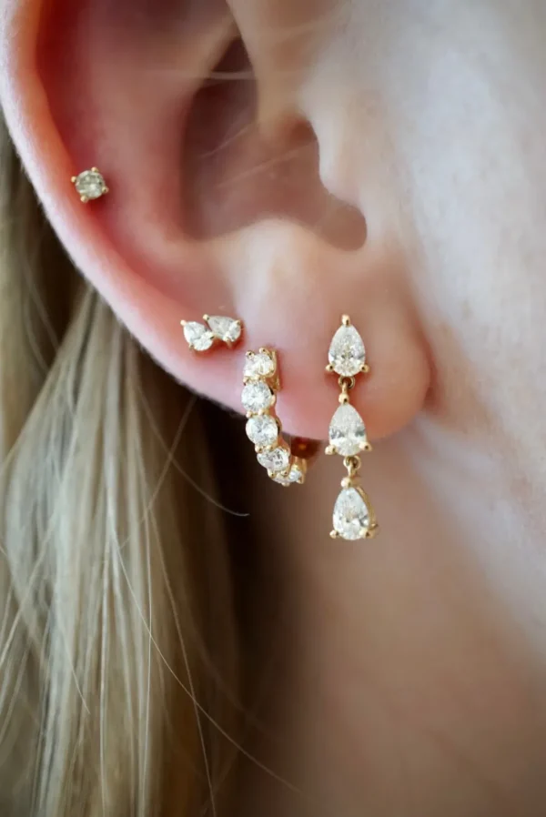 Mama Bijoux Double Mini Pear Shaped Diamond Studs Fashion