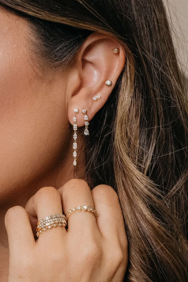 Mama Bijoux Double Mini Pear Shaped Diamond Studs Fashion