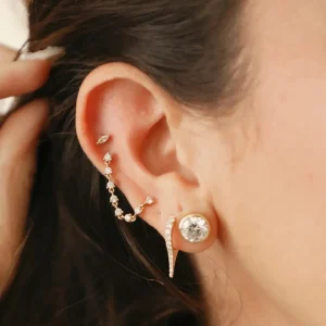 Mama Bijoux Double Stud Diamond Chain Earrings (.32 carat) Clearance