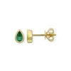 Mama Bijoux Emerald Bezel Pear Shaped Studs Outlet