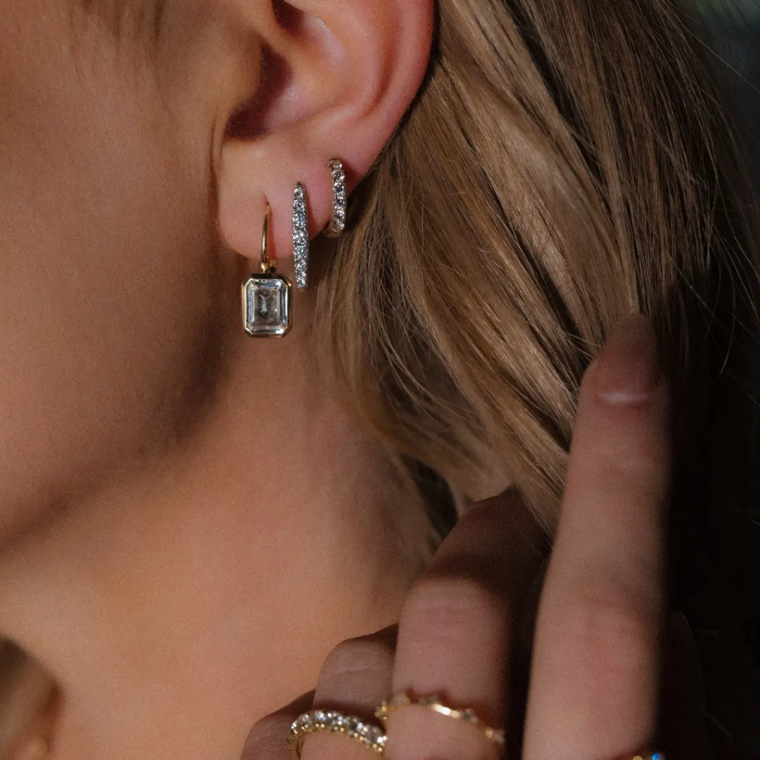emerald_cut_bezeled_white_2.webp Mama Bijoux Emerald Cut Bezeled White Topaz Drop Earrings New