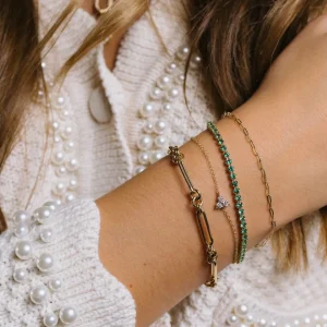 Mama Bijoux Emerald Green Crown Set Tennis Bracelet Outlet