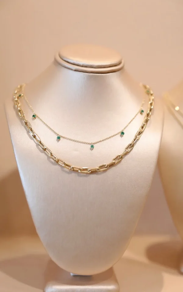 Mama Bijoux Floating Emerald Shaker Necklace Clearance