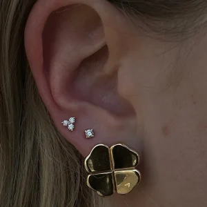 Mama Bijoux Gold Four Leaf Clover Earrings Outlet
