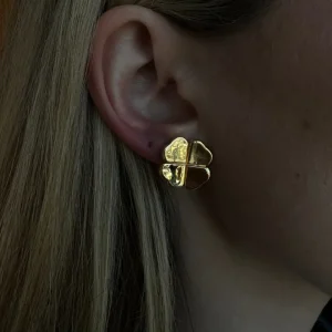 Mama Bijoux Gold Four Leaf Clover Earrings Outlet