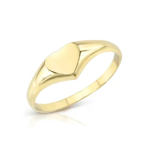 Mama Bijoux Gold Heart Shaped Signet Ring Clearance