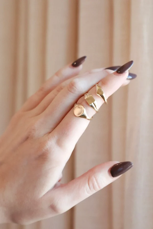 Mama Bijoux Gold Square Shaped Signet Ring Hot