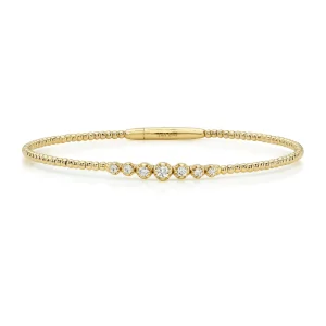 Mama Bijoux Graduated Diamonds & Gold Bead Flexible Bangle Discount