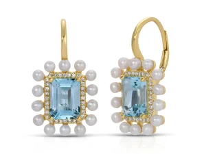 Mama Bijoux Green Amethyst & Pearl Diamond Drop Earrings Discount
