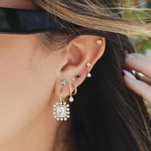 Mama Bijoux Green Amethyst & Pearl Diamond Drop Earrings Discount