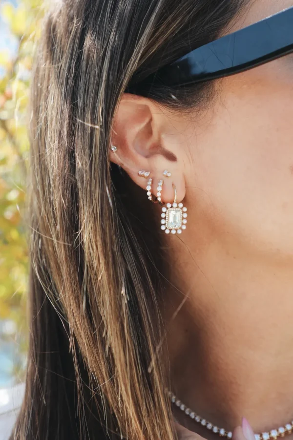 Mama Bijoux Green Amethyst & Pearl Diamond Drop Earrings Discount